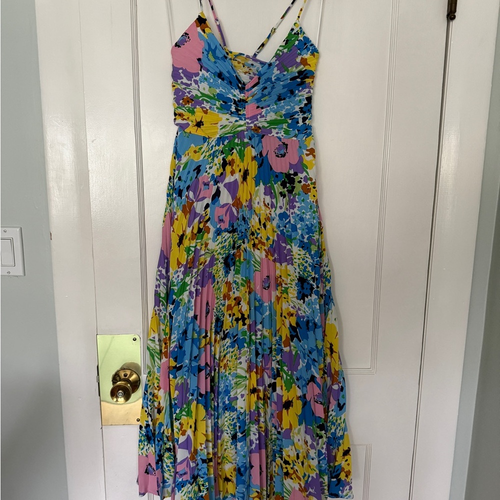 Astr Blue and Yellow Spaghetti Strap Maxi Sundress